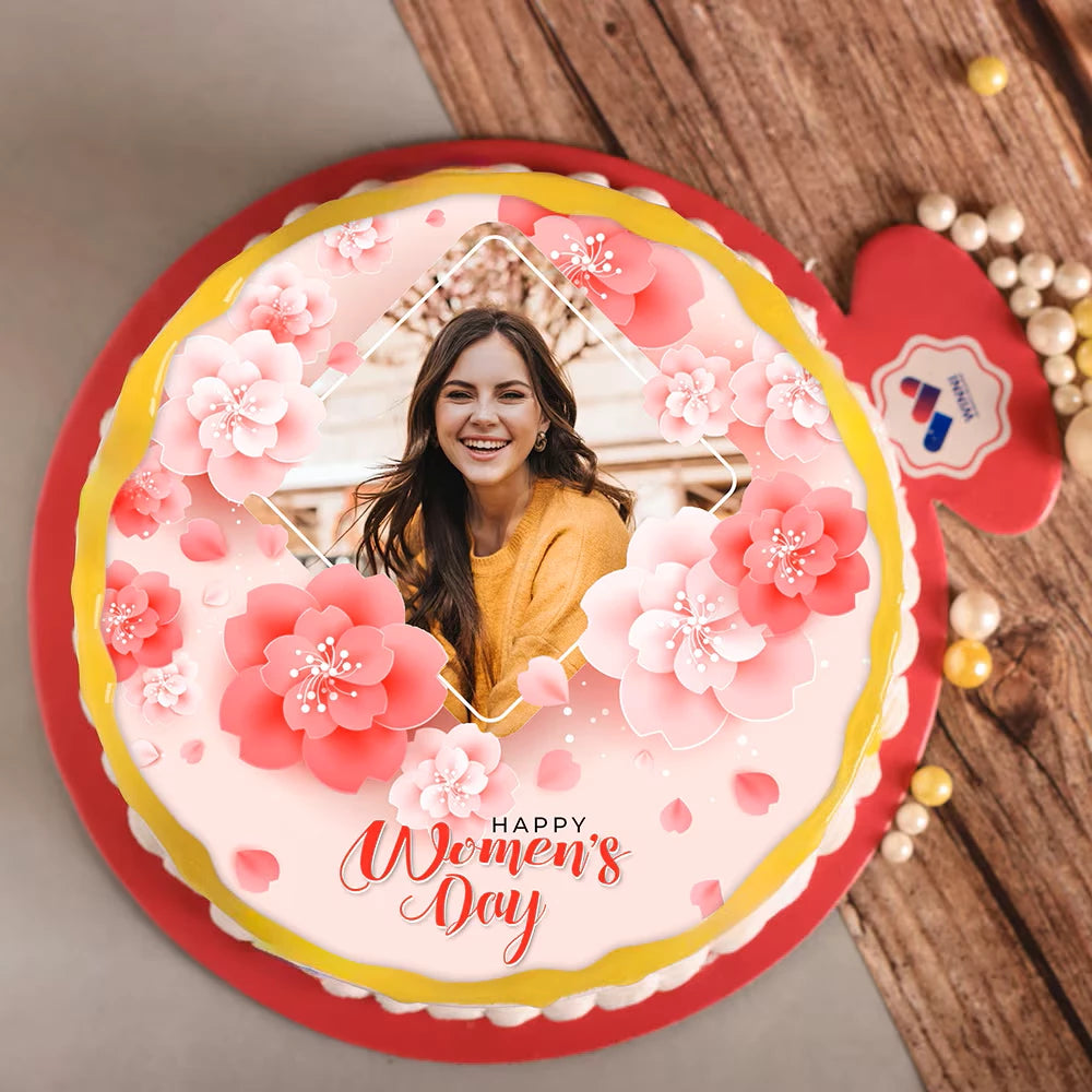 Decorated Rosy Photo Cake