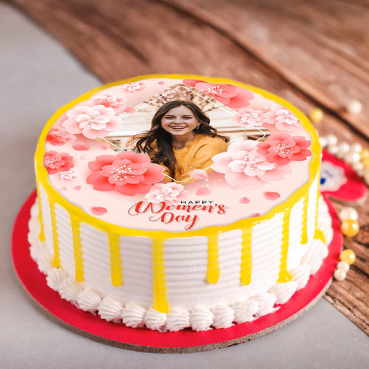 Decorated Rosy Photo Cake