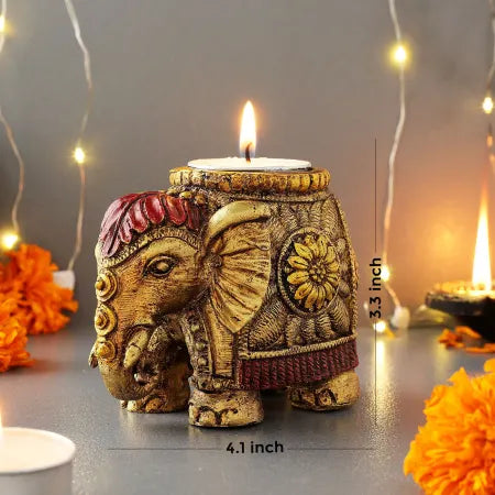 Elephant Hand Painted T-Light Holder